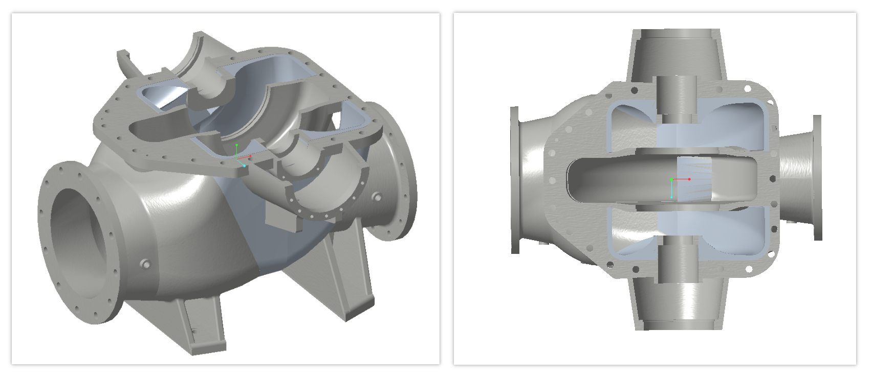泵三维模型23:单级双吸离心泵泵体及泵盖